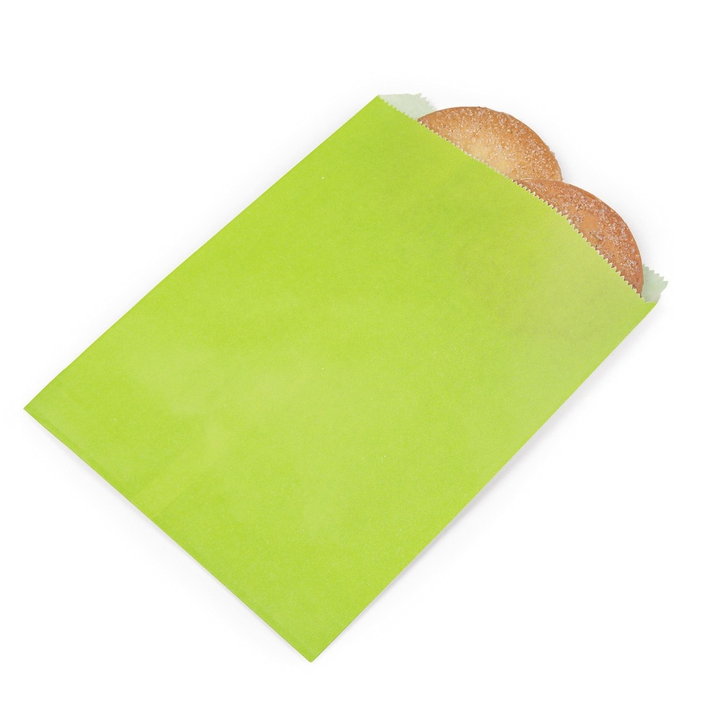 50 Lime Green Paper Treat Bags Small Cookie Party Favor Bags Flat Gift 7"x5"